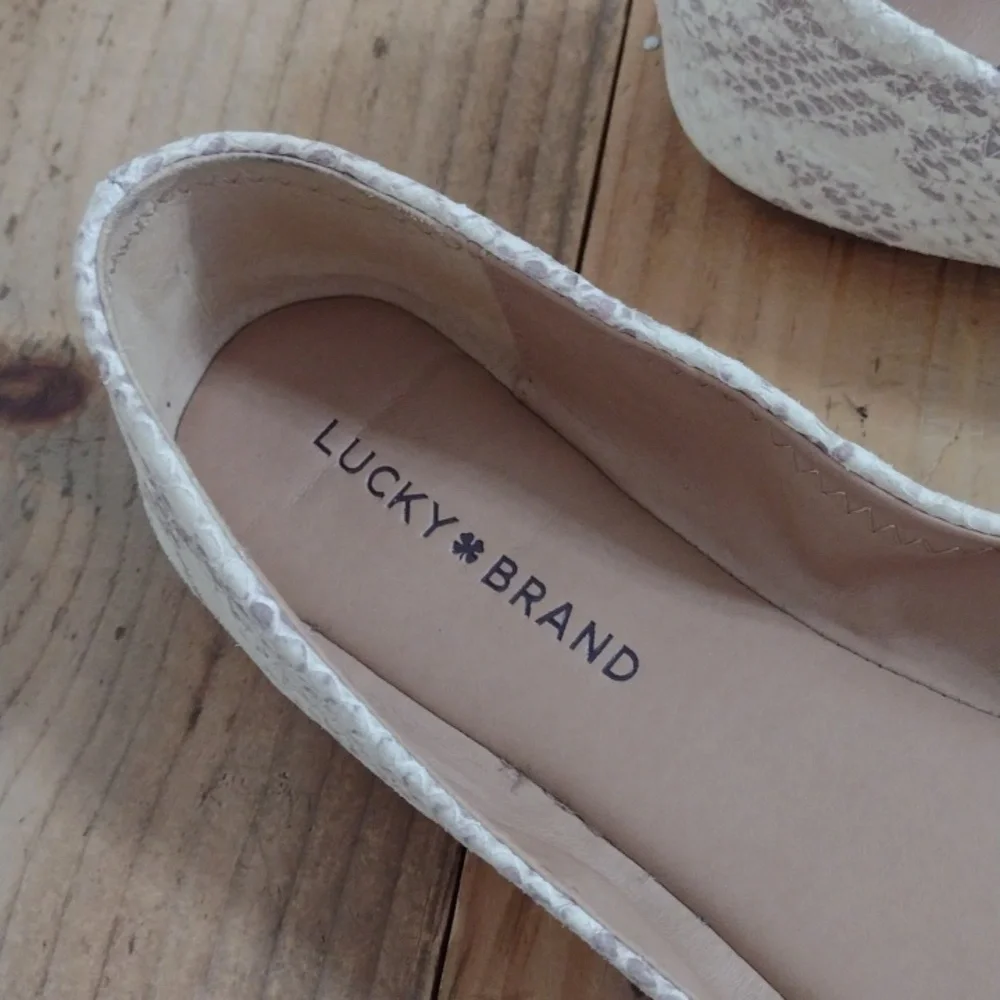 Lucky Brand Emmie Snakeskin Print Leather Ballet Flats Size 7.5 NEW